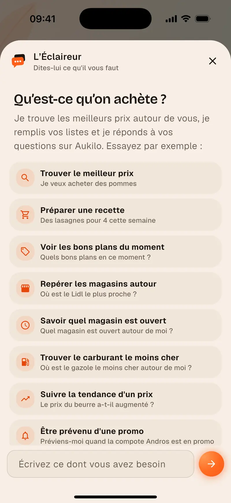 L’Éclaireur Aukilo prépare une recette au meilleur prix